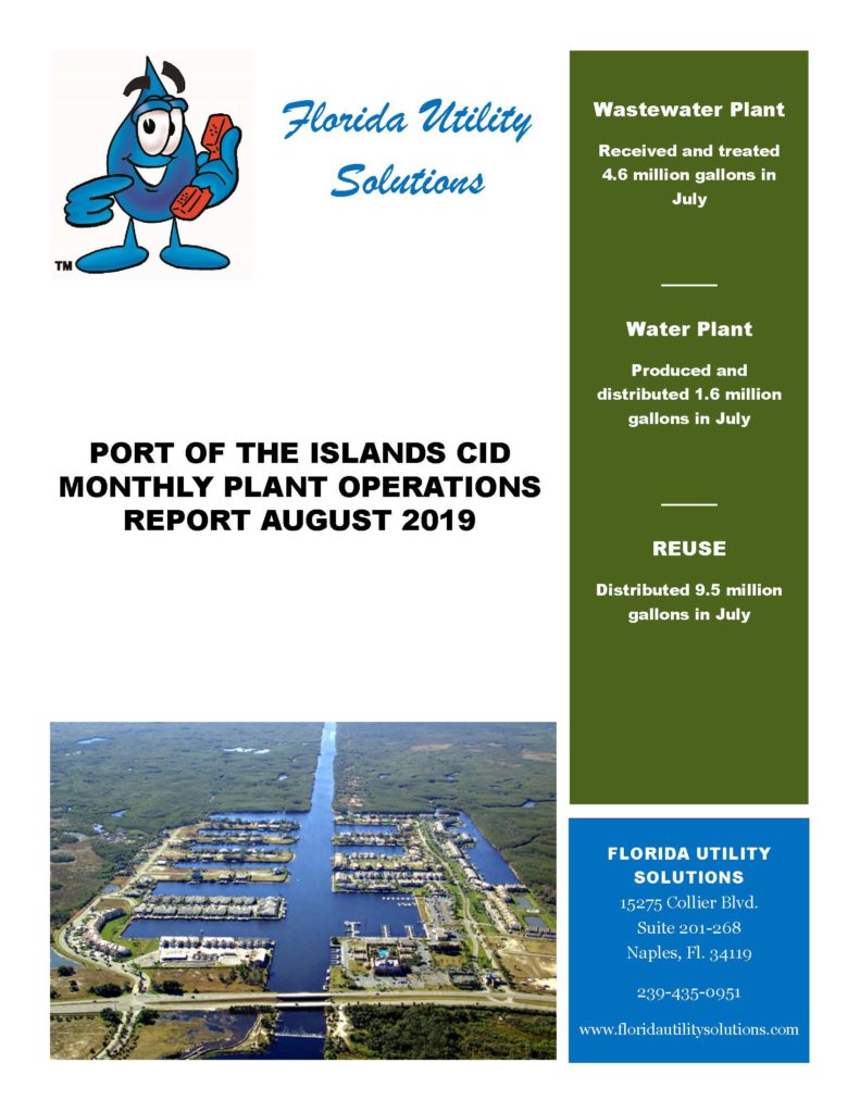 Monthly Plant Operations Report Cover - August 2019
