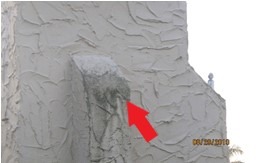 Mold on front entrance monument.
