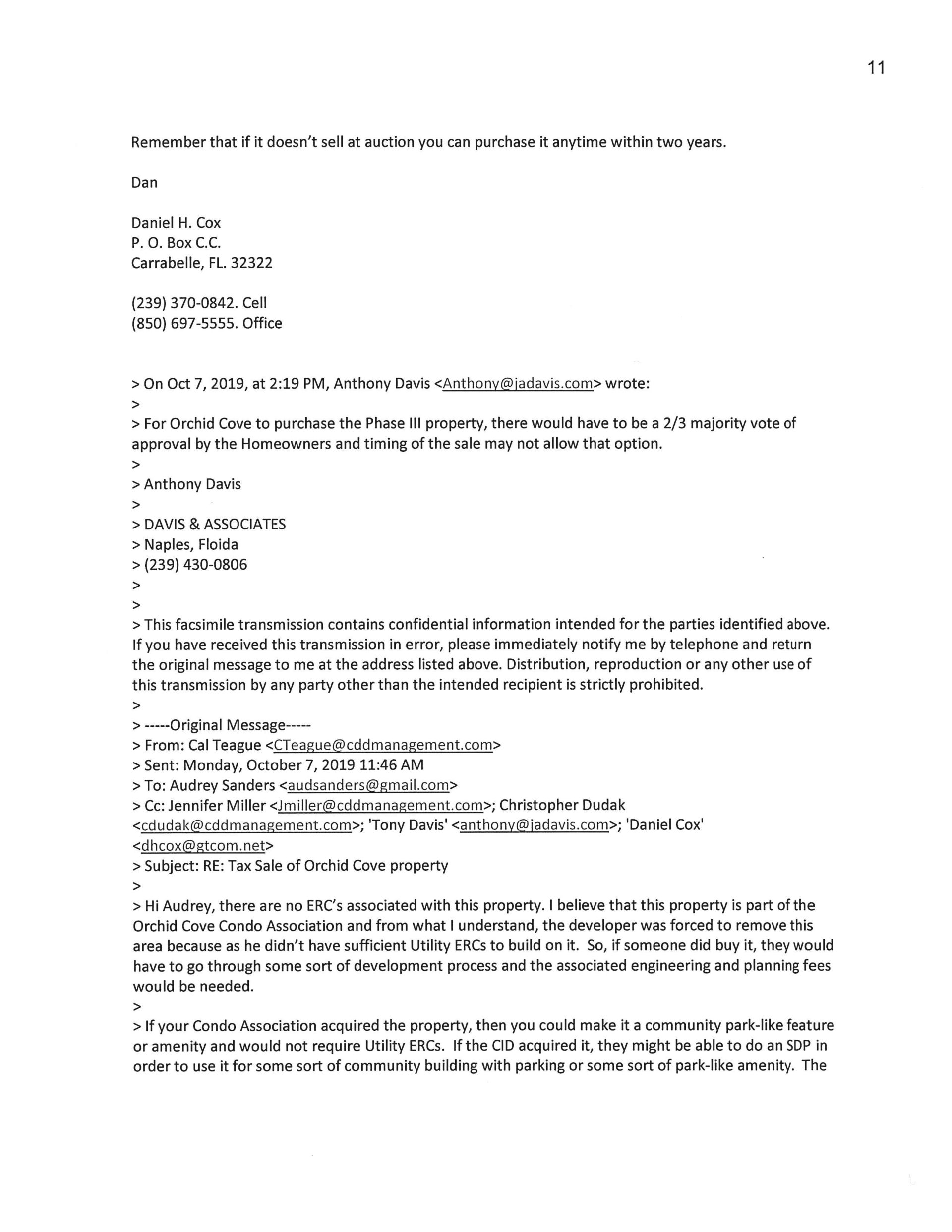 Attorney Email Tax Sale Orchid Cove 10-2019 Page 1
